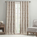 Knitted Jacquard Paisley Total Blackout Grommet Top Curtain Panel Only 1 Pc Panel Champagne Polyester