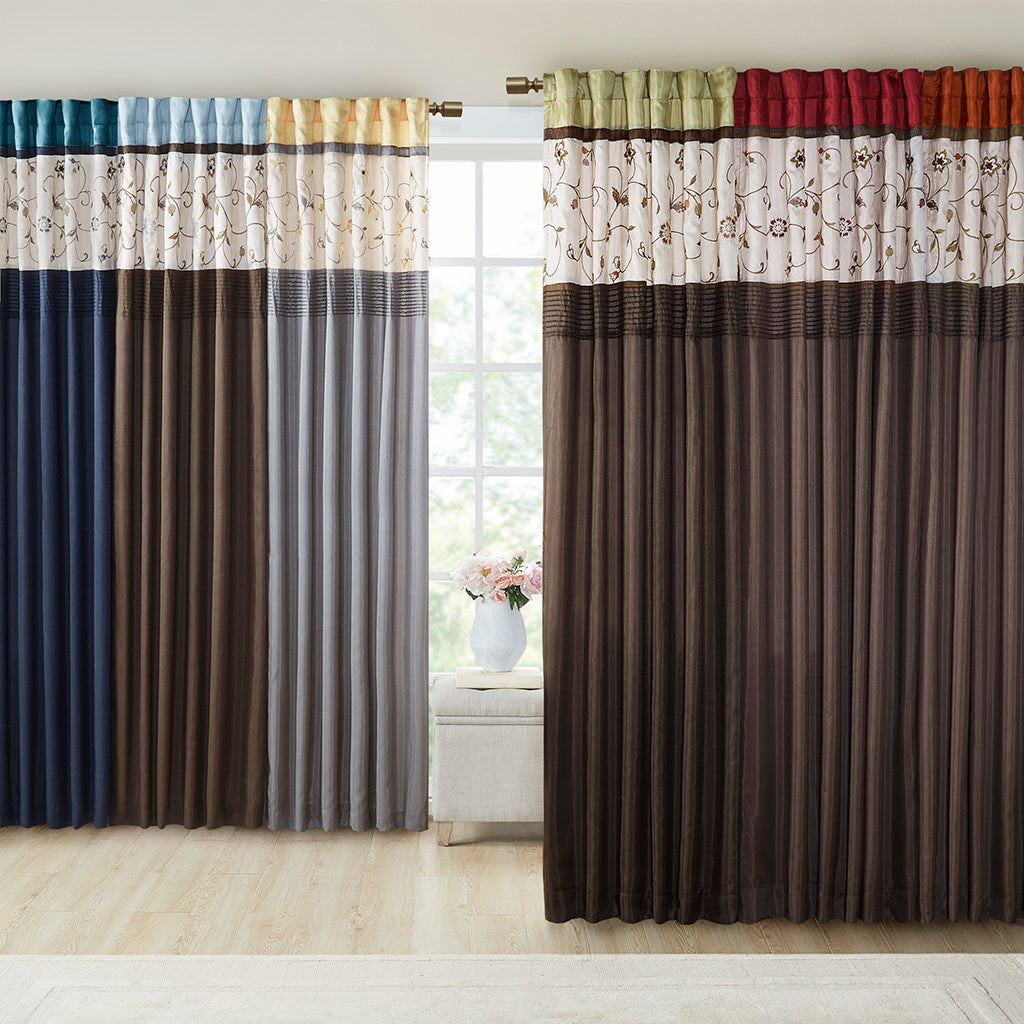 Embroidered Curtain Panel Only 1 Pc Panel Multicolor Polyester