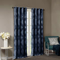 Ogee Knitted Jacquard Total Blackout Curtain Panel Only 1 Pc Panel Navy Polyester