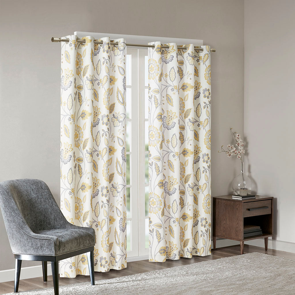 Jacquard Printed Room Darkening Curtain Panel Only 1 Pc Panel Multicolor Polyester