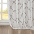 Fretwork Print Grommet Top Window Curtain Panel Only 1 Pc Panel Ivory Grey Polyester