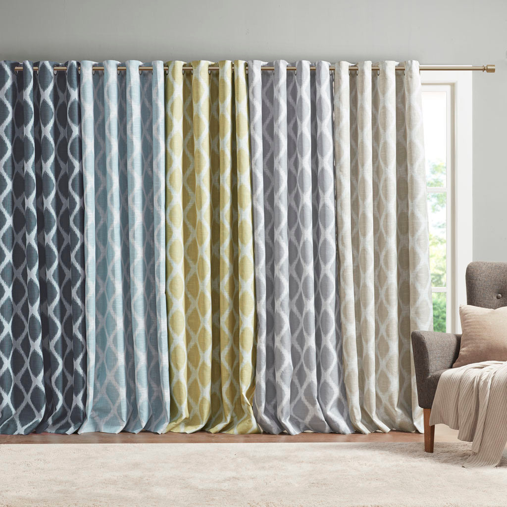 Printed Ikat Blackout Curtain Panel Only 1 Pc Panel Aqua Polyester