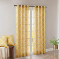 Fretwork Print Grommet Top Window Curtain Panel Only 1 Pc Panel Yellow White Polyester