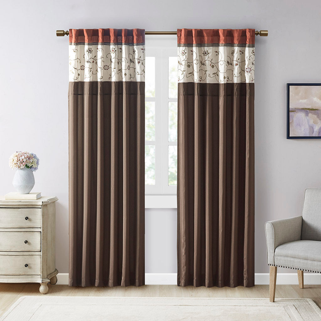 Embroidered Curtain Panel Spice Polyester