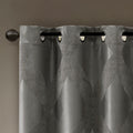 Ogee Knitted Jacquard Total Blackout Curtain Panel Only 1 Pc Panel Charcoal Polyester