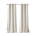 Tonal Printed Faux Silk Total Blackout Curtain Panel Pair 2 Pcs Window Panels Ivory Polyester