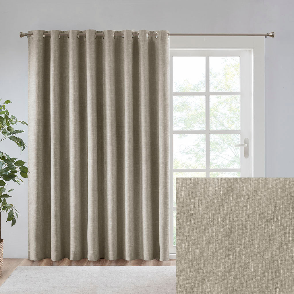 Printed Heathered Blackout Window Patio Panel Taupe Polyester