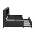 Metal Twin Size Daybed With Twin Size Trundle, Storage Shelves And Usb Ports, Black Box Spring Not Required Twin Black Metal Bed Frame Metal & Wood