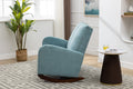 Coolmore Rocking Chair Upholstered Mid Century Modern Rocker Oversized Wingback Armchair For Living Room Light Blue Linen