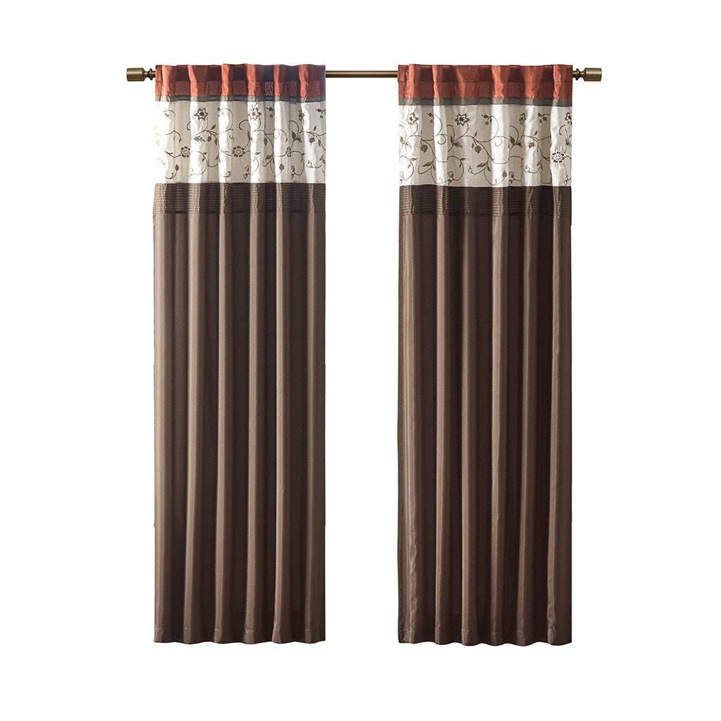 Embroidered Curtain Panel Spice Polyester