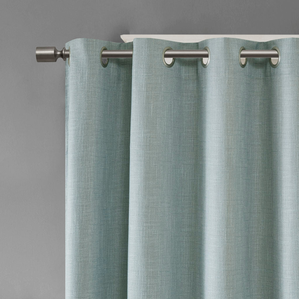 Printed Heathered Blackout Window Patio Panel Dusty Seafoam Polyester