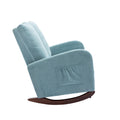 Coolmore Rocking Chair Upholstered Mid Century Modern Rocker Oversized Wingback Armchair For Living Room Light Blue Linen
