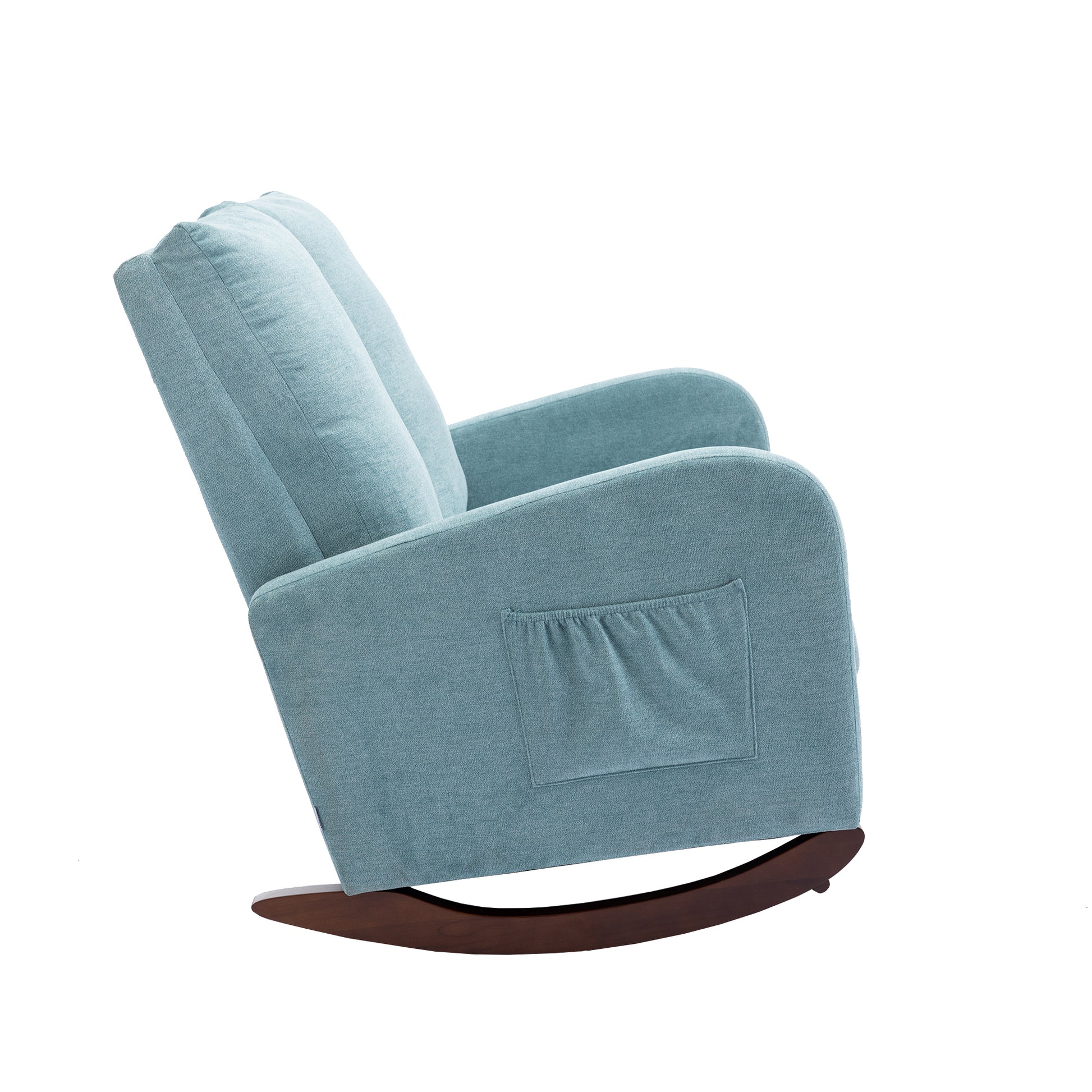 Coolmore Rocking Chair Upholstered Mid Century Modern Rocker Oversized Wingback Armchair For Living Room Light Blue Linen