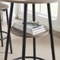 Round Bar Stool Set With Shelf, Upholstered Stool With Backrest Grey, 23.62'' W X 23.62'' D X 35.43'' H. Grey Particle Board