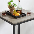 Bar Table Set With 2 Bar Stools Pu Soft Seat With Backrest, Grey, 23.62'' W X 23.62'' D X 35.43'' H Grey Particle Board