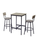 Bar Table Set With 2 Bar Stools Pu Soft Seat With Backrest, Grey, 23.62'' W X 23.62'' D X 35.43'' H Grey Particle Board