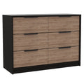 Meridian 2 Piece Bedroom Set, Dresser And Chest, Black And Pine Black Bedroom Engineered Wood