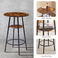 Round Bar Stool Set With Shelf, Upholstered Stool With Backrest, Rustic Brown, 23.62'' W X 23.62'' D X 35.43'' H Rustic Brown Particle Board