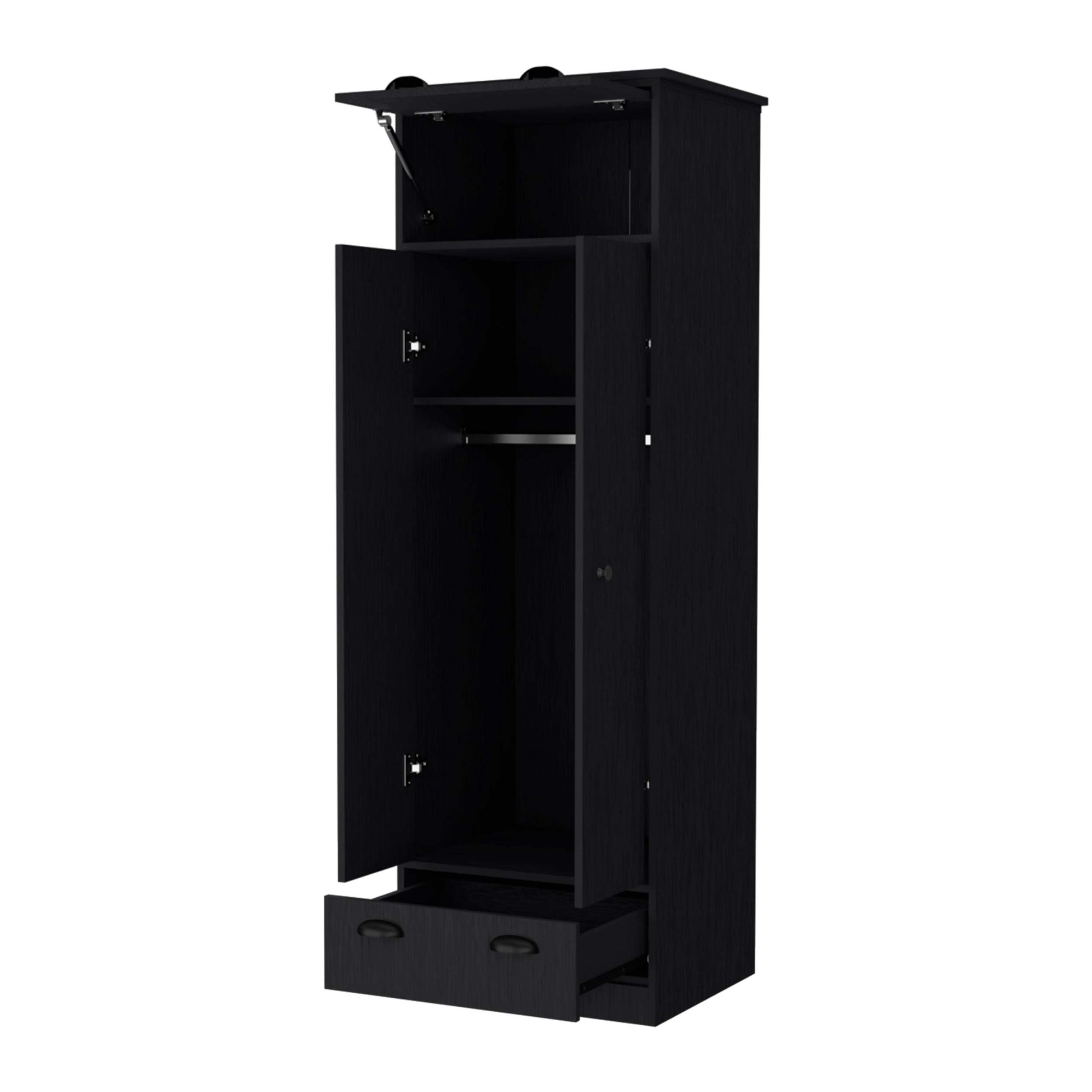 Lakewood Double Door And 1 Drawer Armoire Black Black Engineered Wood