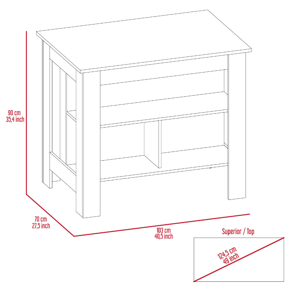 White And Onyx 2 Piece Kitchen Set, Wall Cabinet And Kitchen Island White Engineered Wood