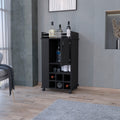 Allandale 1 Door Bar Cart With Wine Rack And Casters Black White Engineered Wood