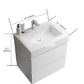 Bb02 24 101, Integrated Solid Surface Basin Without Drain & Faucet, Glossy White Color White Solid Surface