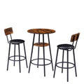 Round Bar Stool Set With Shelf, Upholstered Stool With Backrest, Rustic Brown, 23.62'' W X 23.62'' D X 35.43'' H Rustic Brown Particle Board