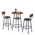 Round Bar Stool Set With Shelf, Upholstered Stool With Backrest, Rustic Brown, 23.62'' W X 23.62'' D X 35.43'' H Rustic Brown Particle Board