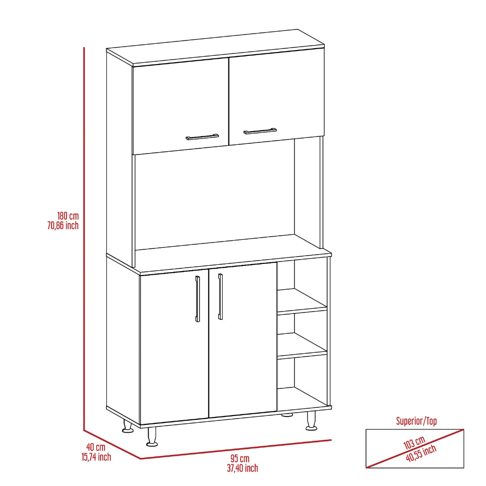 White And Onyx 2 Piece Kitchen Set, Kitchen Island And Pantry Cabinet White Engineered Wood