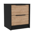 Medella 2 Piece Bedroom Set, Nightstand And Dresser, Black, Pine And Light Oak Black Bedroom Engineered Wood