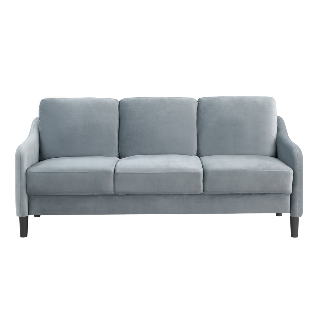 73.22Inch 3 Seater Sofa Velvet Grey Grey Fabric