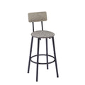 Round Bar Stool Set With Shelf, Upholstered Stool With Backrest Grey, 23.62'' W X 23.62'' D X 35.43'' H. Grey Particle Board