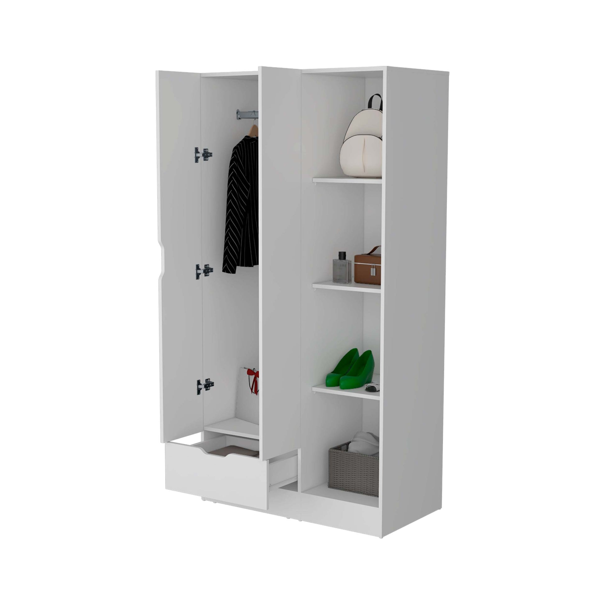 Cimarron 2 Door Armoire With Open Compartment White White Engineered Wood