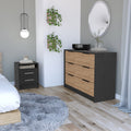 Orleans 2 Piece Bedroom Set, Nightstand And Dresser, Black And Light Oak Black Bedroom Engineered Wood