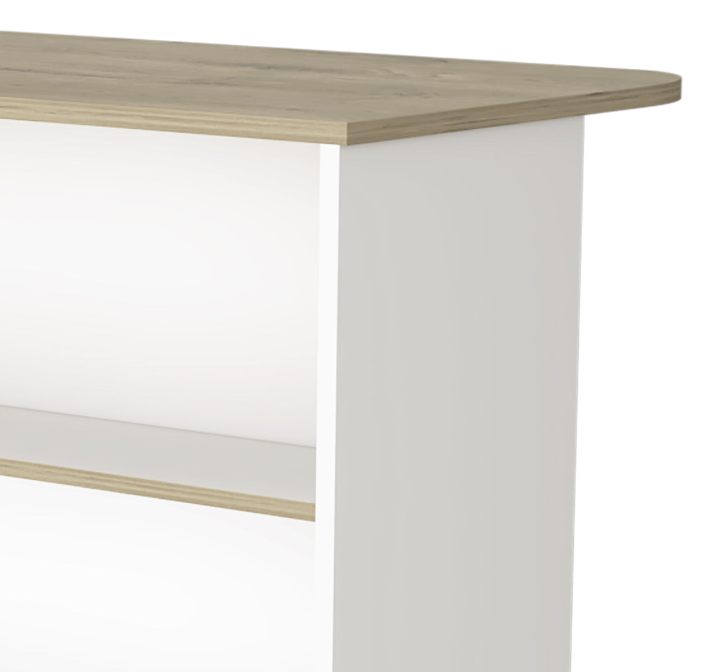 White And Light Pine 3 Tier Shelf Kitchen Island White Engineered Wood