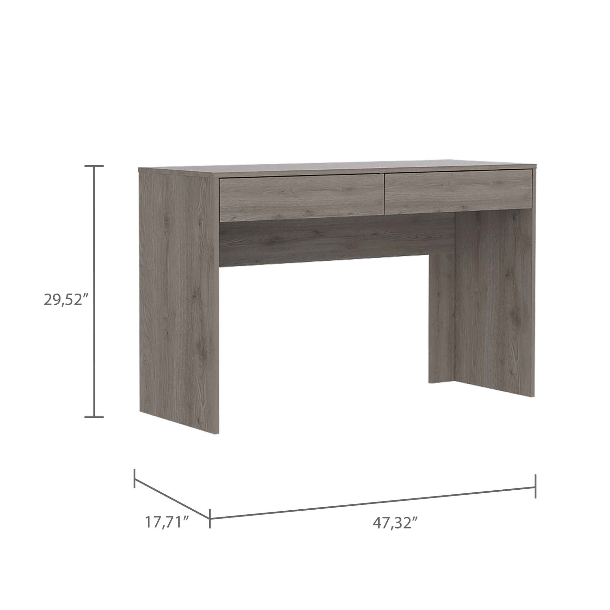 Meridian 2 Drawer Writing Desk Light Gray Gray Engineered Wood