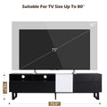 Modern Tv Stand For 80'' Tv With Double Storage Space, Media Console Table, Entertainment Center With Drop Down Door For Living Room, Bedroom, Home Theatre Black 70 79 Inches Mdf