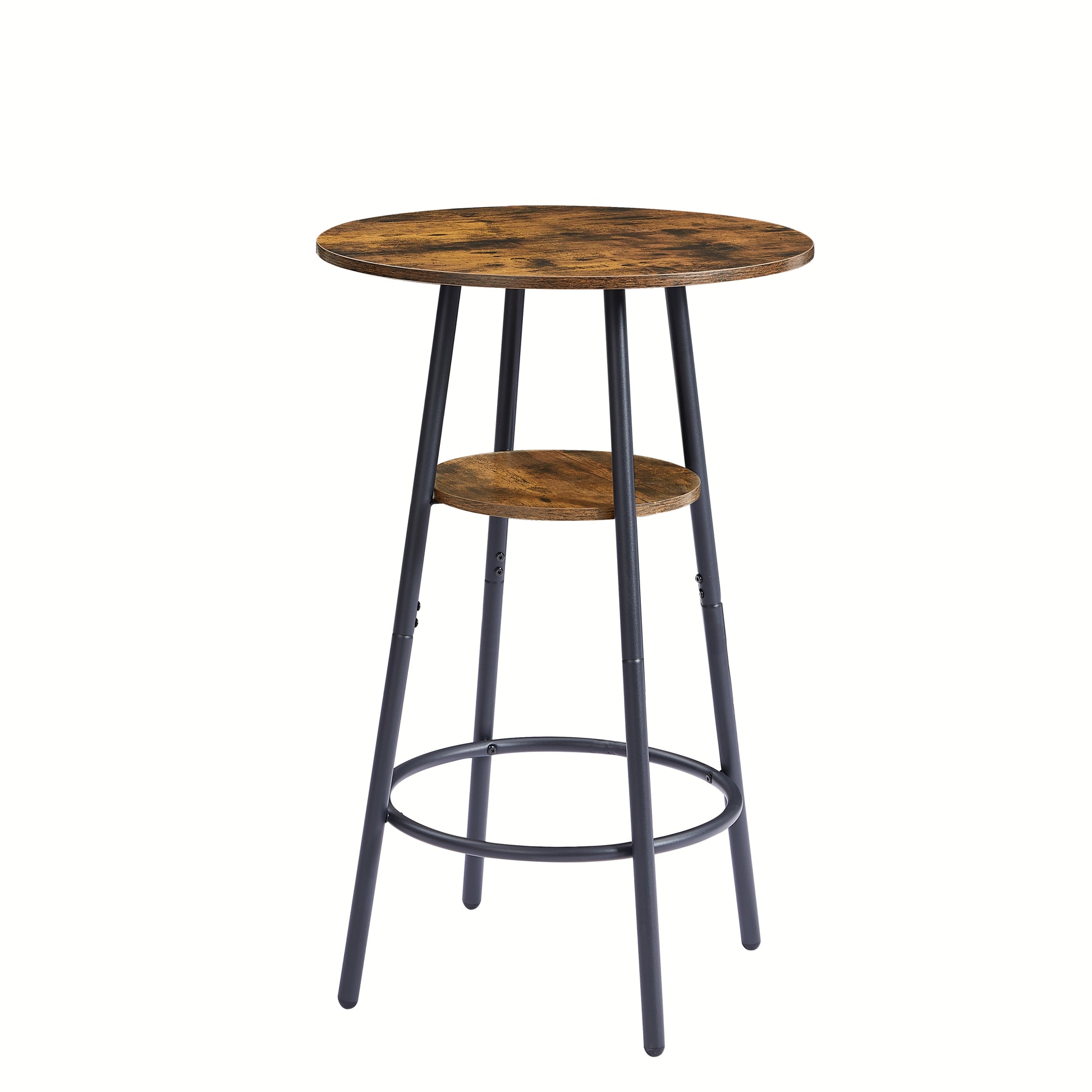 Round Bar Stool Set With Shelf, Upholstered Stool With Backrest, Rustic Brown, 23.62'' W X 23.62'' D X 35.43'' H Rustic Brown Particle Board