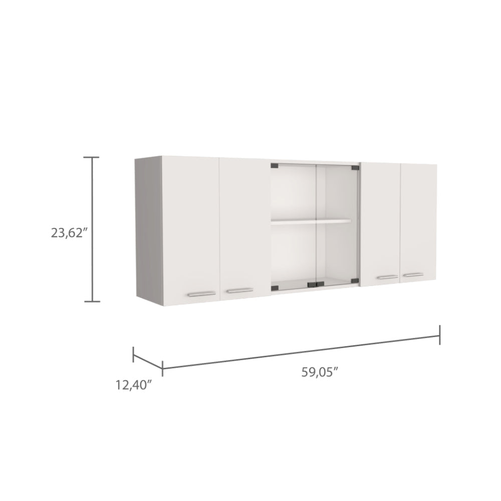 Briargate 2 Piece Kitchen Set, Kitchen Island And Wall Cabinet, White And Walnut White Engineered Wood