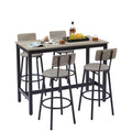 Bar Table Set With 4 Bar Stools Pu Soft Seat With Backrest, Grey, 47.24'' L X 23.62'' W X 35.43'' H Grey Particle Board