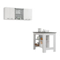 White And Onyx 2 Piece Kitchen Set, Kitchen Island And Wall Cabinet White Engineered Wood