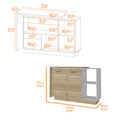 White And Light Oak 2 Piece Kitchen Set, Kitchen Island And Wall Cabinet White Engineered Wood