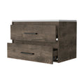 Lafayette 2 Drawer Wall Mounted Bathroom Vanity In Dark Brown And White Brown Engineered Wood