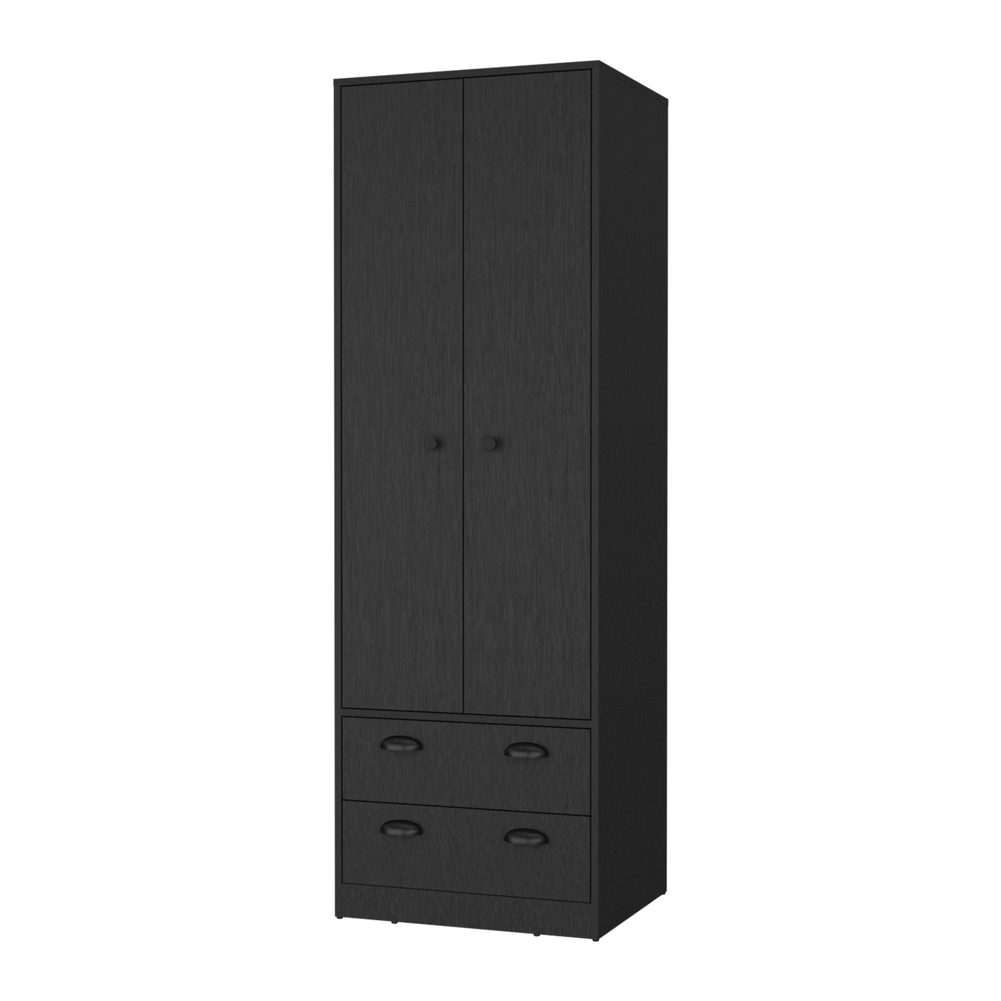 Westminster 2 Door 2 Drawer Armoire With Hanging Rod Black Black Engineered Wood