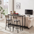 Bar Table Set With 2 Bar Stools Pu Soft Seat With Backrest, Grey, 43.31'' L X 15.75'' W X 35.43'' H. Grey Particle Board