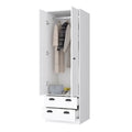 Westminster 2 Door 2 Drawer Armoire With Hanging Rod White White White Bedroom Engineered Wood