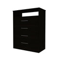 Greenwood 2 Piece Bedroom Set, Chest And Wall Mounted Shoe Rack, Black And Mirror Black Bedroom Engineered Wood