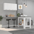 White And Onyx 2 Piece Kitchen Set, Kitchen Island And Wall Cabinet White Engineered Wood