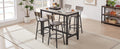 Bar Table Set With 4 Bar Stools Pu Soft Seat With Backrest, Grey, 47.24'' L X 23.62'' W X 35.43'' H Grey Particle Board