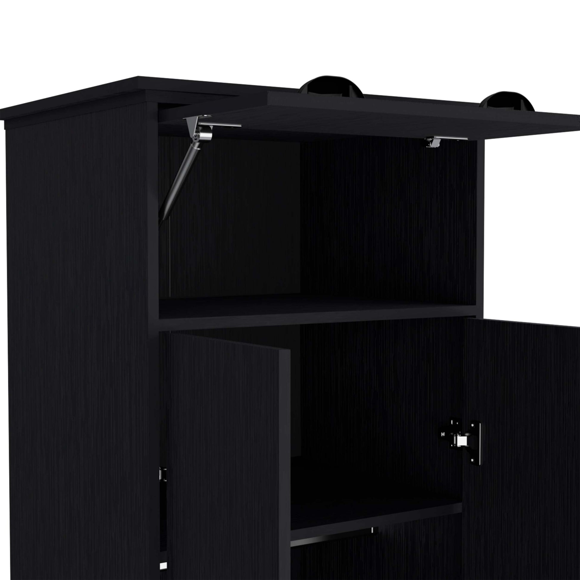 Lakewood Double Door And 1 Drawer Armoire Black Black Engineered Wood